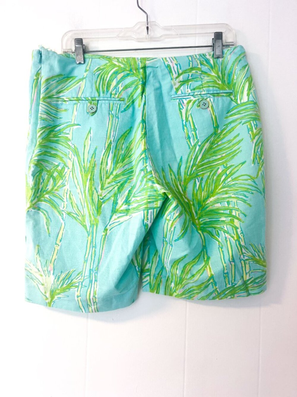 Lilly Pulitzer Resort Fit Bamboo Palm Shorts Side Zip 10" Inseam Cotton Size 12 - Picture 3 of 9